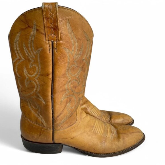 Vintage J. Chisholm Marbled Deerskin Leather Western Cowboy Boots Men's 9 D - Picture 2 of 11